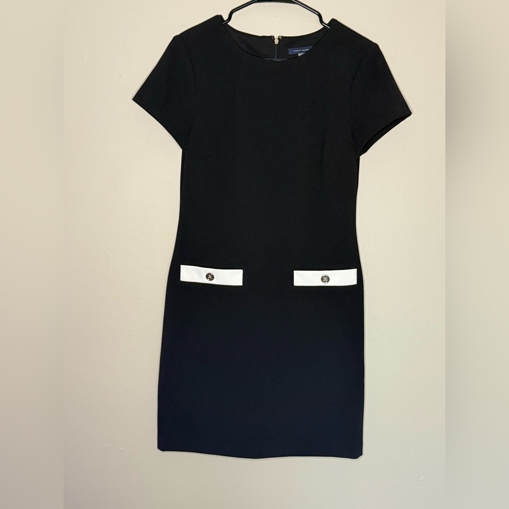 Tommy Hilfiger Black Mini Dress with White Accents